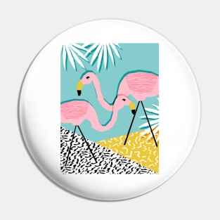 Bro - 80s flamingo art Pin