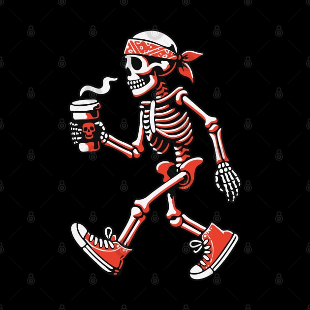 Skeleton Walking with Coffee -  Perfect for Walking by Graphic Duster