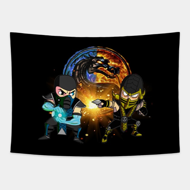 Sub-Zero vs Scorpion Official Mortal Kombat Pro Kompetition Tapestry by Pannolinno