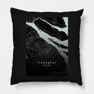 Shanghai China City Map dark Pillow