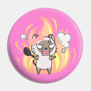 Angry cat ready to fight Fitted Pin