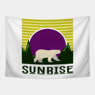 minimalistic blue sunrise with polar bear Tapestry