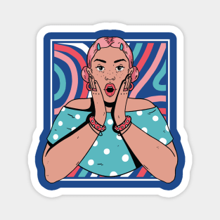 Chisme Queen Pop Art Portrait of Young Woman Gossip GG Magnet