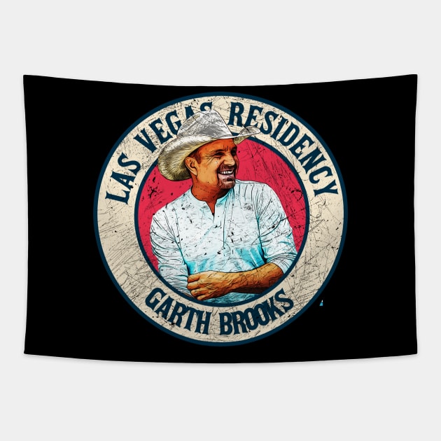 Retro Style Fan Art Design Garth brooks Las Vegas Residensy Tapestry by rido public