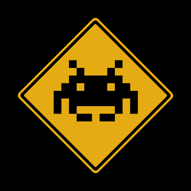 Invader 01 Silhouette Road Sign by Dalekboy