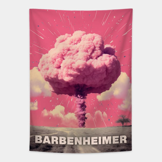 Barbie x Oppenheimer 2023 | BARBENHEIMER Tapestry by Retro Travel Design