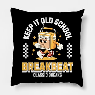 BREAKBEAT  - Keep It Old School Mascot (mustard) Pillow