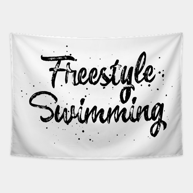 Freestyle Swimming Artistic Paint Tapestry by BlueTodyArt