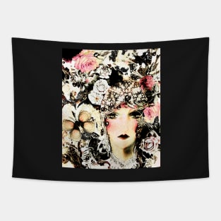 ART DECO COLLAGE FLAPPER ROSES,BUTTERFLIES AND BIRDS Tapestry