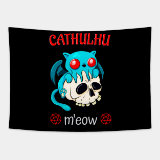 Cthulhu Cat Funny Horror Kawaii Cathulhu M'Eow Tapestry