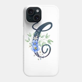 Floral Monogram C Wild Blue Flowers Phone Case