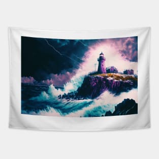 Living Life in Colour Series - Lighthouse Waves Tapestry