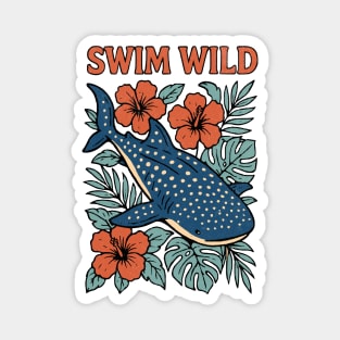 Swim Wild Whale Shark Tropical Design Magnet