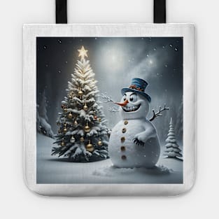 Scary smiling snowman Tote