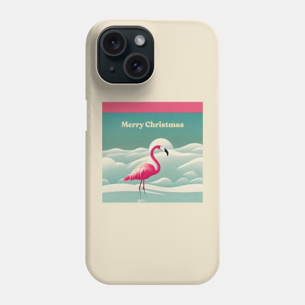 Merry Christmas Flamingo Phone Case by Retro Travel Design