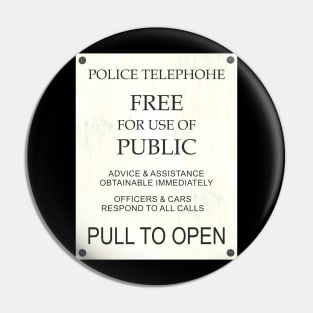 Blue Police Public Call Box - Explanations 1 Pin