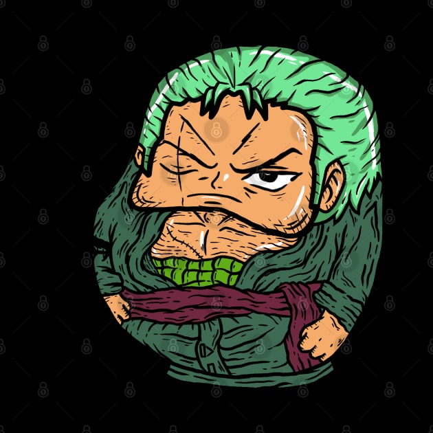 Zoro in daruma shape by Shankara