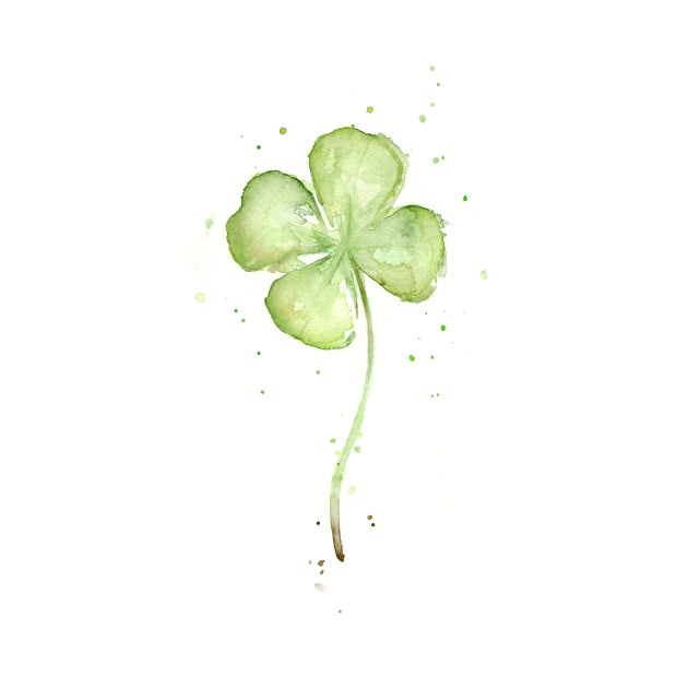 Four Leaf Clover Watercolor by Olechka