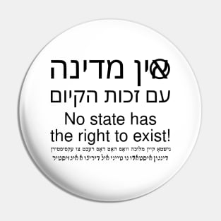 No State Has The Right To Exist (Hebrew/English/Yiddish/Ladino) Pin