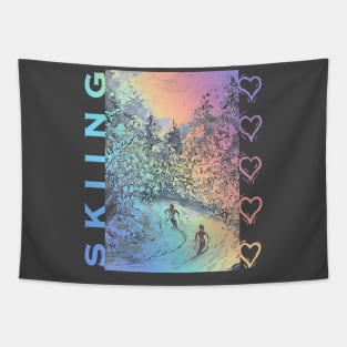 Skiing Love Tapestry