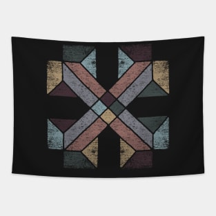 Western Tribal Abstract Geometry with Earth Tones Tapestry