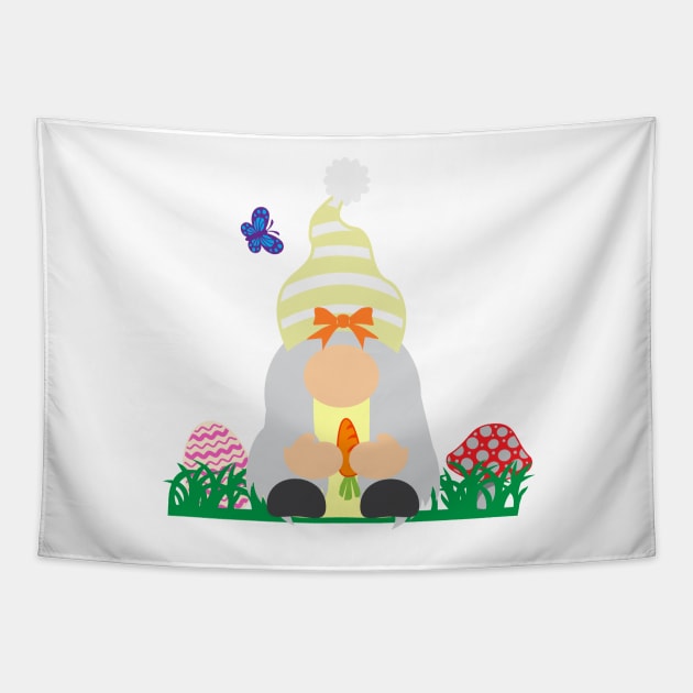 Easter Gnome Orange Ribbon Hat in a Garden Tapestry by 2CreativeNomads