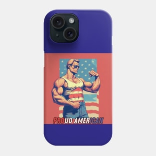 Proud american, gym hard, biceps Phone Case