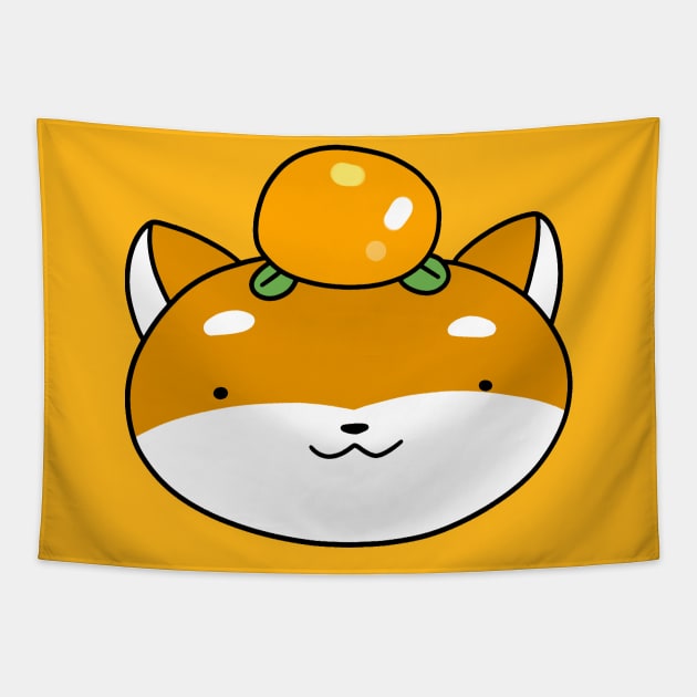 Orange Fruit Shiba Face Tapestry by saradaboru