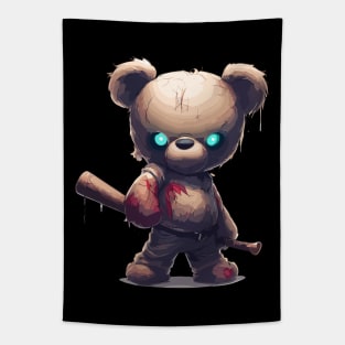 Spooky teddy bear with baseball bat Tapestry