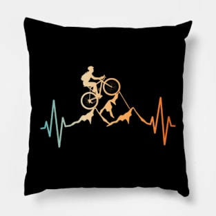 Retro Cycling Heartbeat Bicycle Mountain Bike Biking Pillow