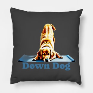 Golden Labrador doing the down dog yoga pose Pillow