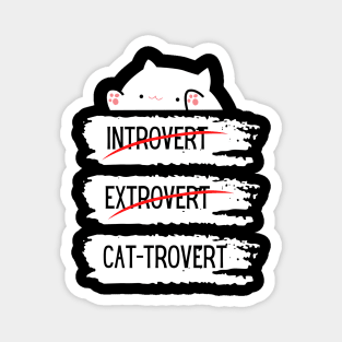 Introvert Extrovert Cat-trovert Funny Distressed Look Magnet