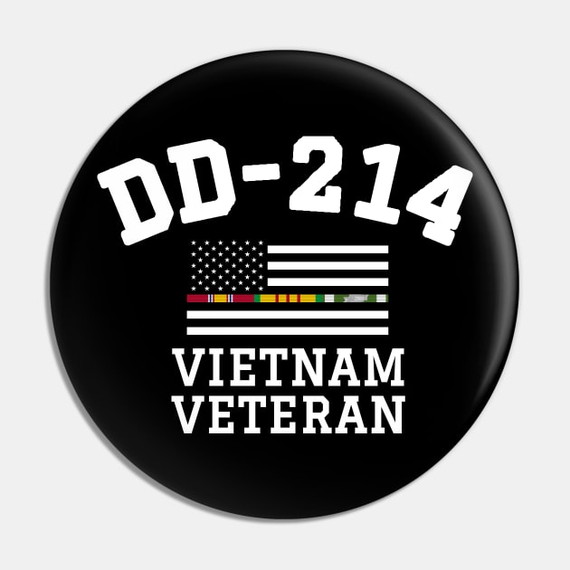 DD-214 Alumni Vietnam Veteran Thin Line Flag Pin by Revinct_Designs