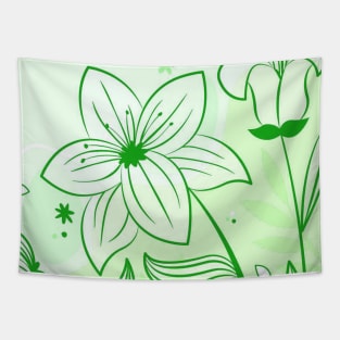 Green Floral Art Tapestry