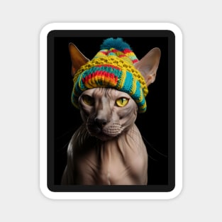 Sphynx cat - Colorful hat fun Magnet