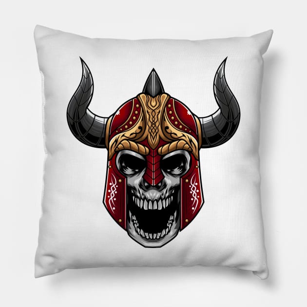 Viking Skull 2.5 Pillow by Harrisaputra