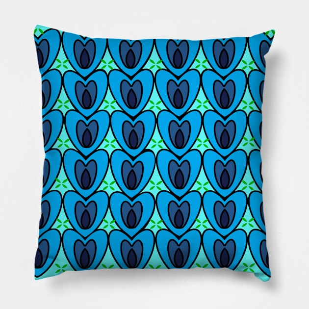 Abstract Bluebonnets Pillow by JaqiW