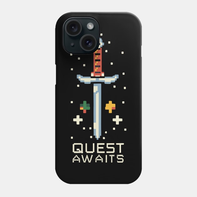 QUEST AWAITS retro 8bit pIxel sword Phone Case by XYDstore