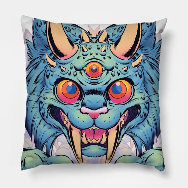 Monster Bobcat Pillow by gorillaprutt