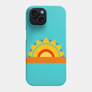 Turquoise and orange geometric sunrise Phone Case