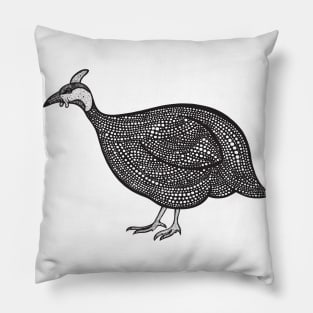 Guinea Fowl Ink Art - on light colors Pillow