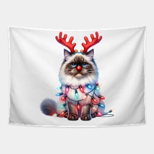 Christmas Red Nose Birman Cat Tapestry