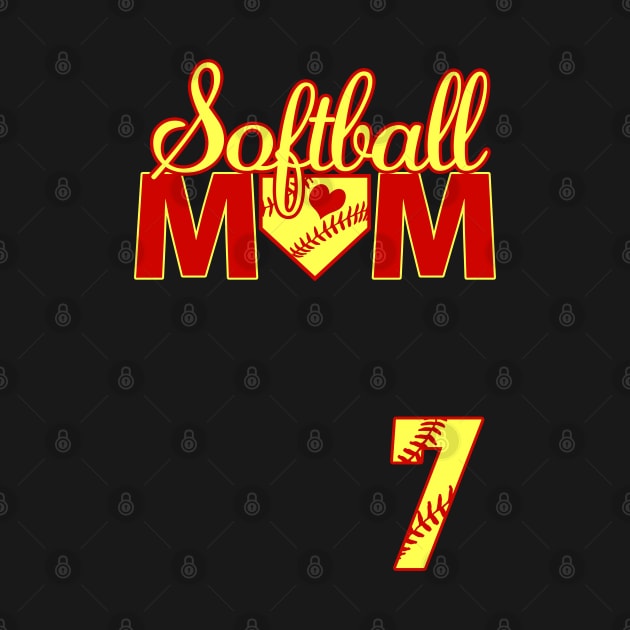 Softball Mom #7 Jersey Favorite Player Biggest Fan Heart Seven by TeeCreations