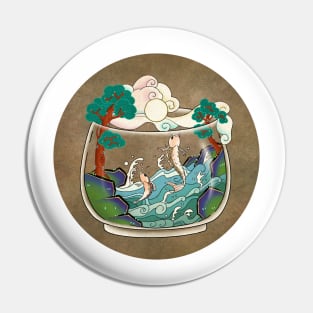 Minhwa: Jumping Carps Terrarium H Type (Korean traditional/folk art) Pin