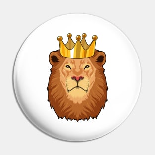 Lion as King with Crown Pin