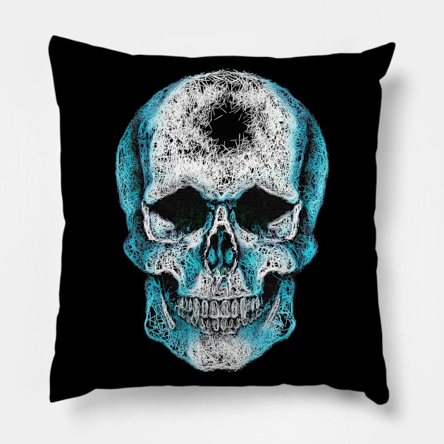 Sugar skull, Skull art Blue mask skull Pillow by Collagedream