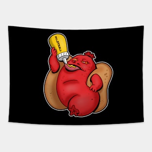 Funny Hot Dog Sausage Sci-fi Alien Junk Food Parody Tapestry