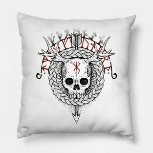 Viking skull with runes Pillow