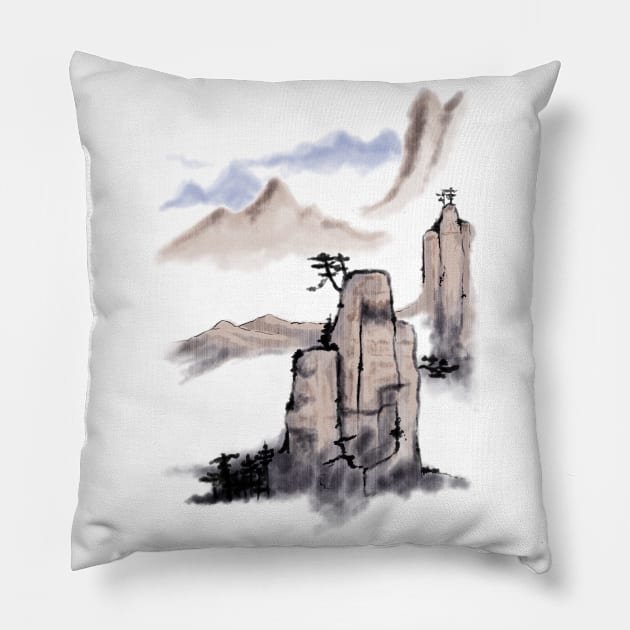 Mountain Landscape Pillow by DreamOfDesign