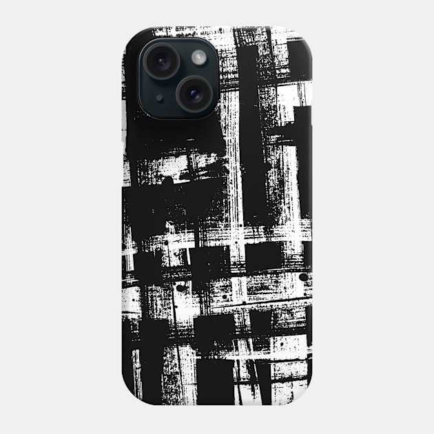 Artist Brush Rough Strokes Weave Pattern Minimal Black and White Art Phone Case by Punmade